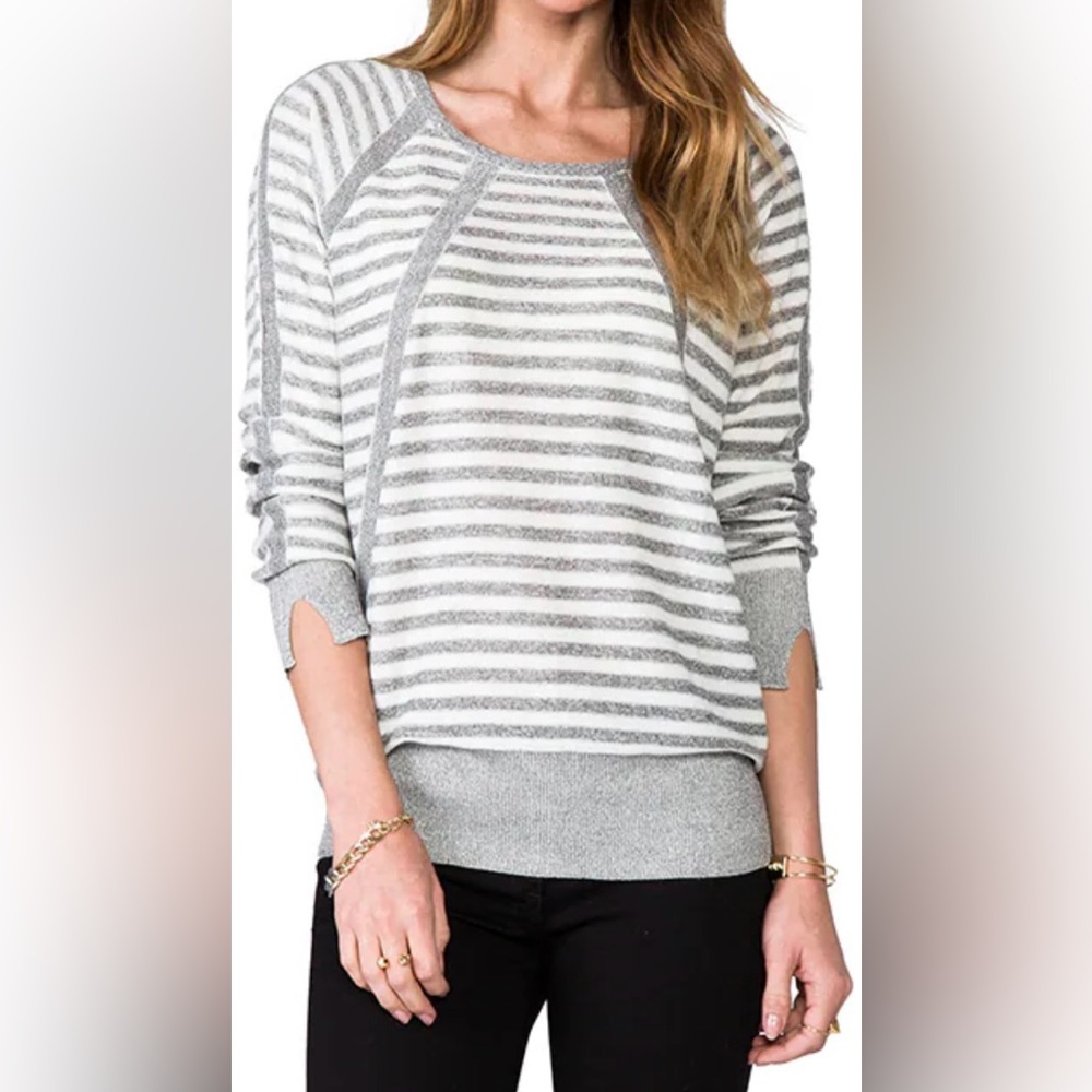 Marc By Marc Jacobs Gray and White Striped Sweater